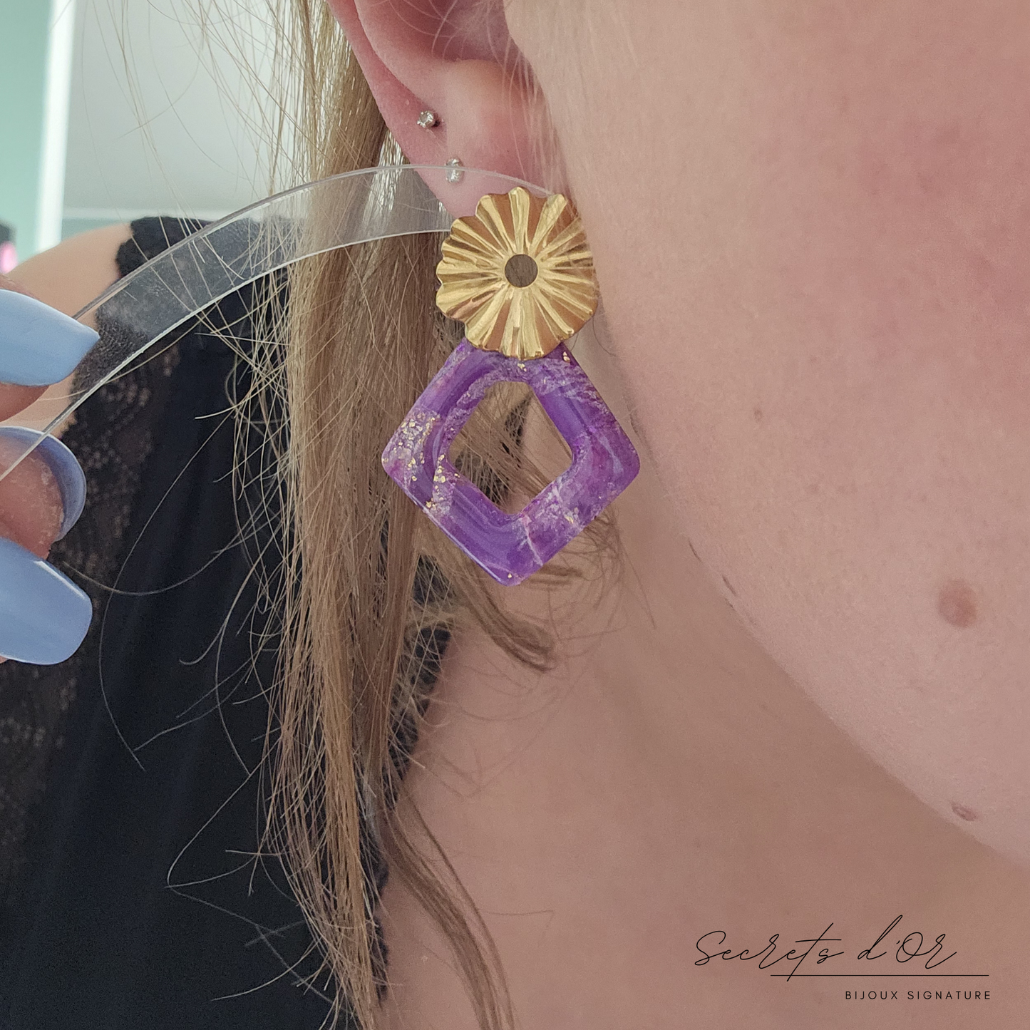 Boucles Marbre Violet - losange