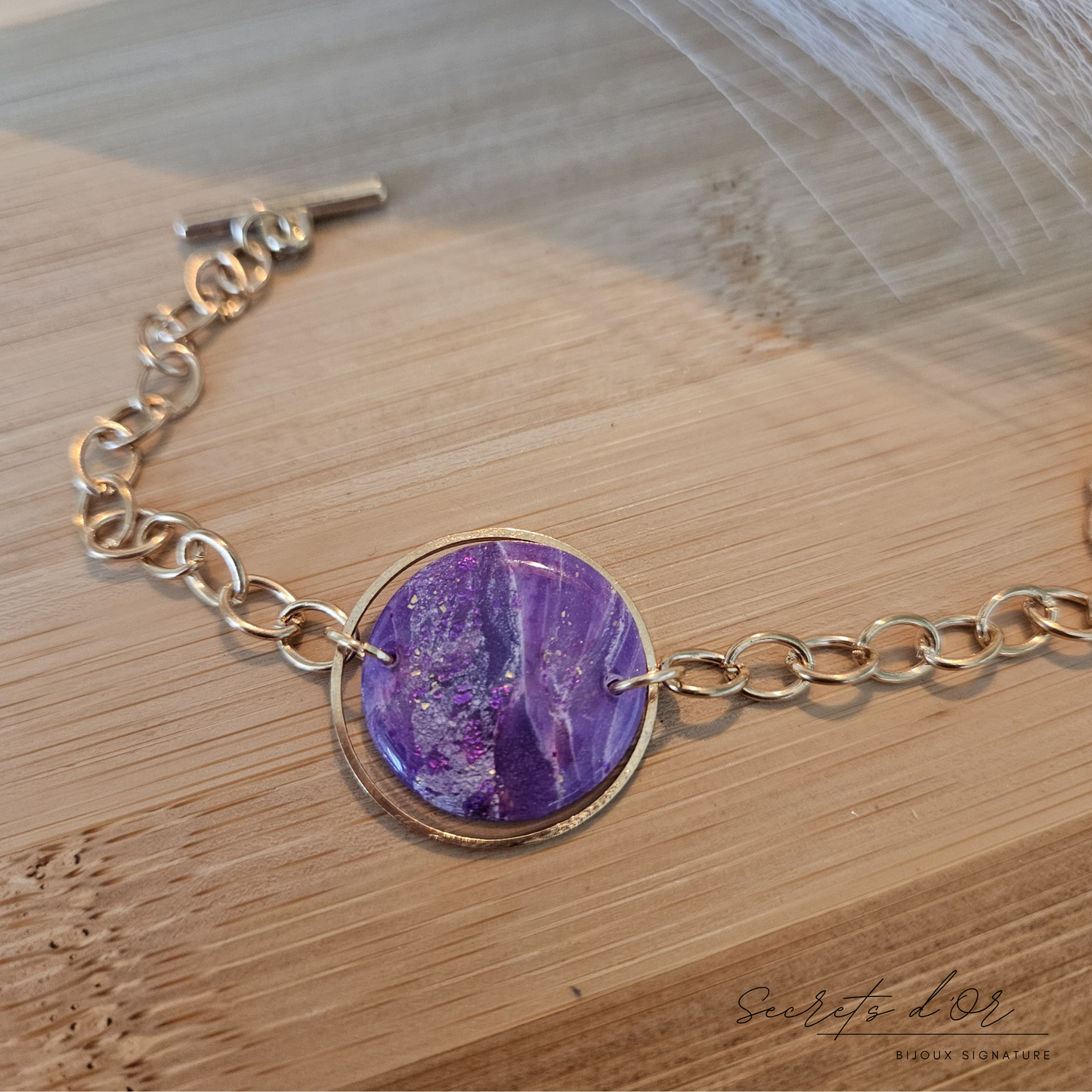 Bracelet marbre violet - rond