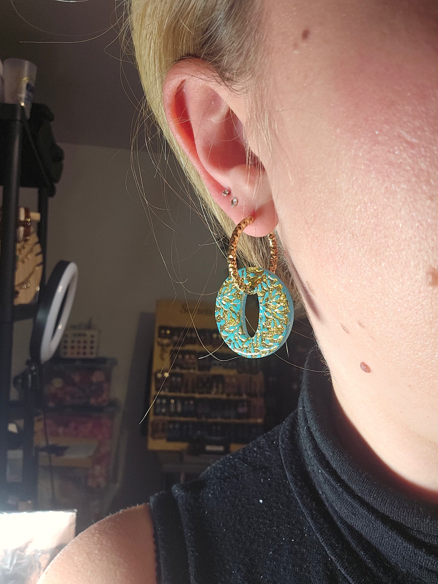Olivia - bleu turquoise / or