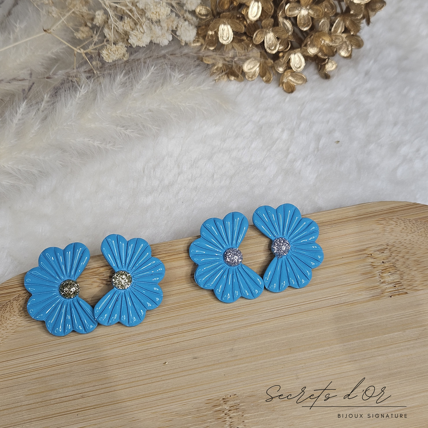 Puces Laurène - bleu turquoise