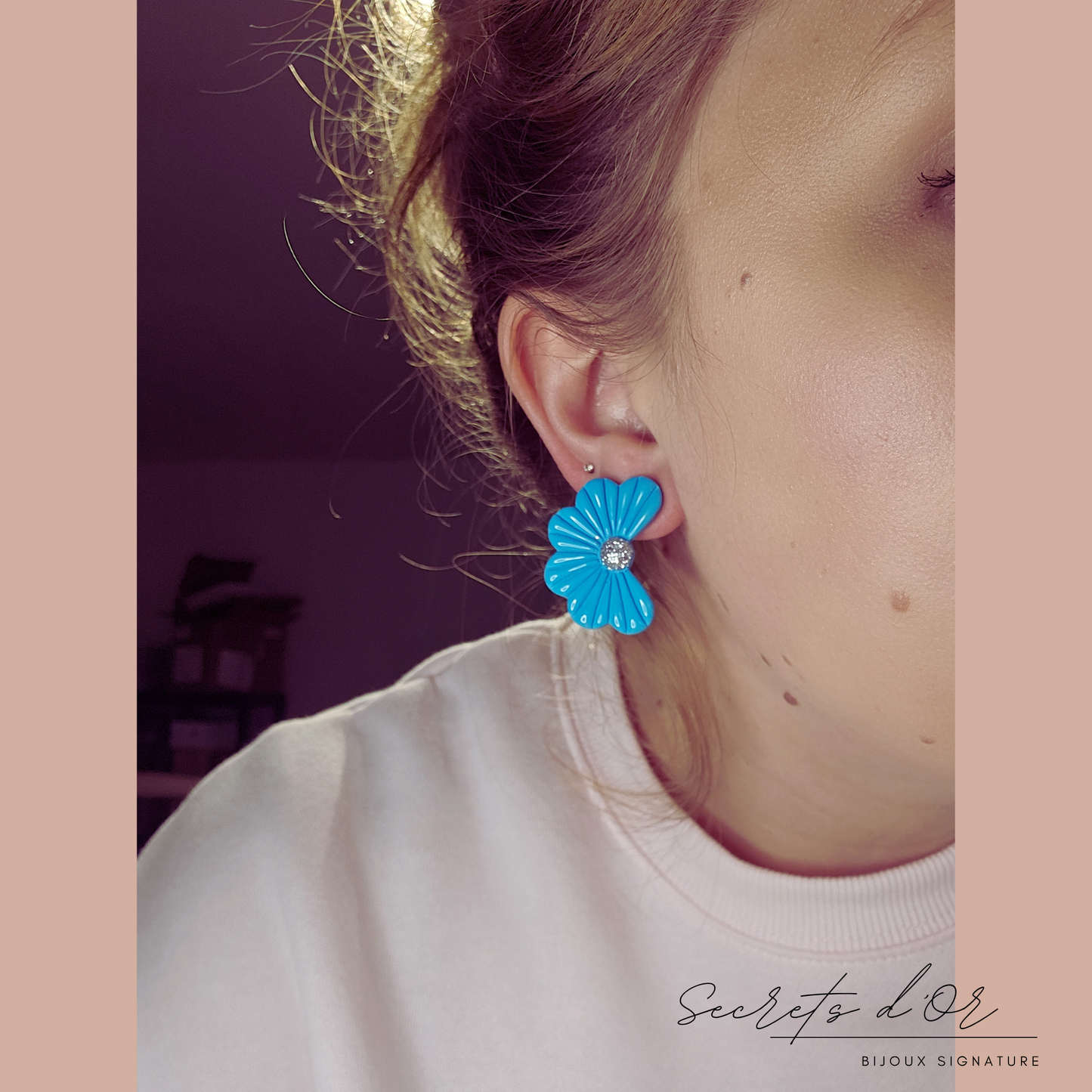 Puces Laurène - bleu turquoise