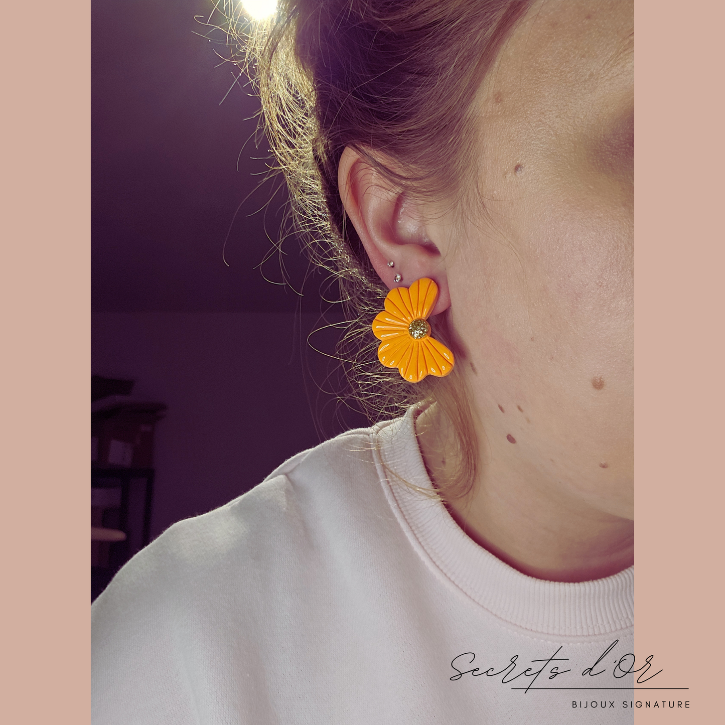 Puces Laurène - orange brillant