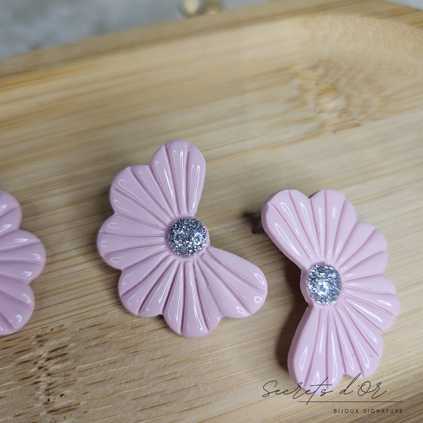 Puces Laurène - rose pastel