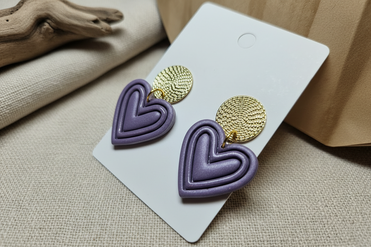 Boucle "Joli coeur" - violet