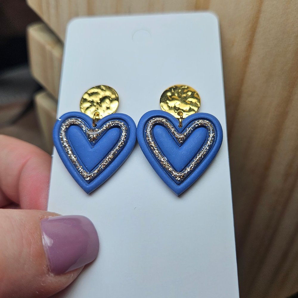 Boucle "Joli coeur" - bleu et or