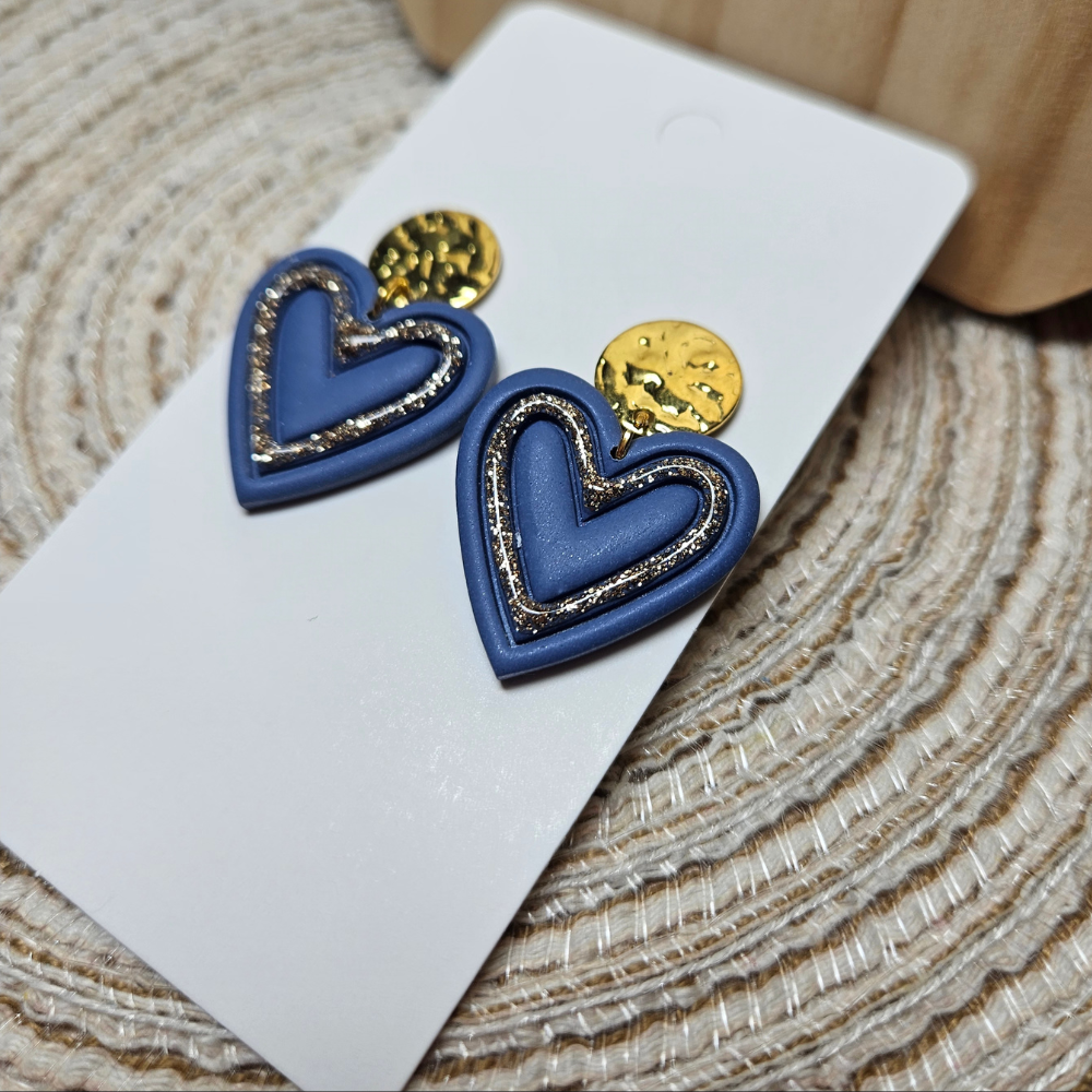 Boucle "Joli coeur" - bleu et or