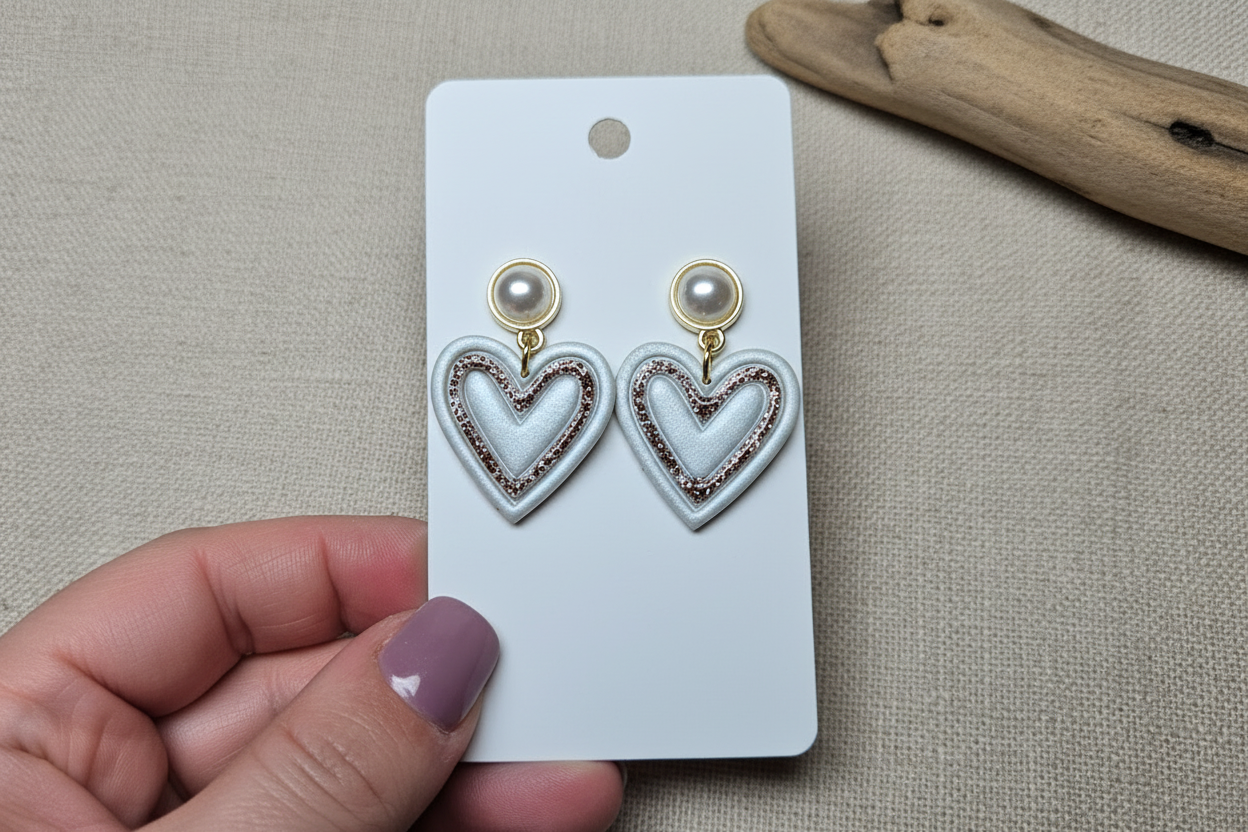 Boucle "Joli coeur" - Nacré