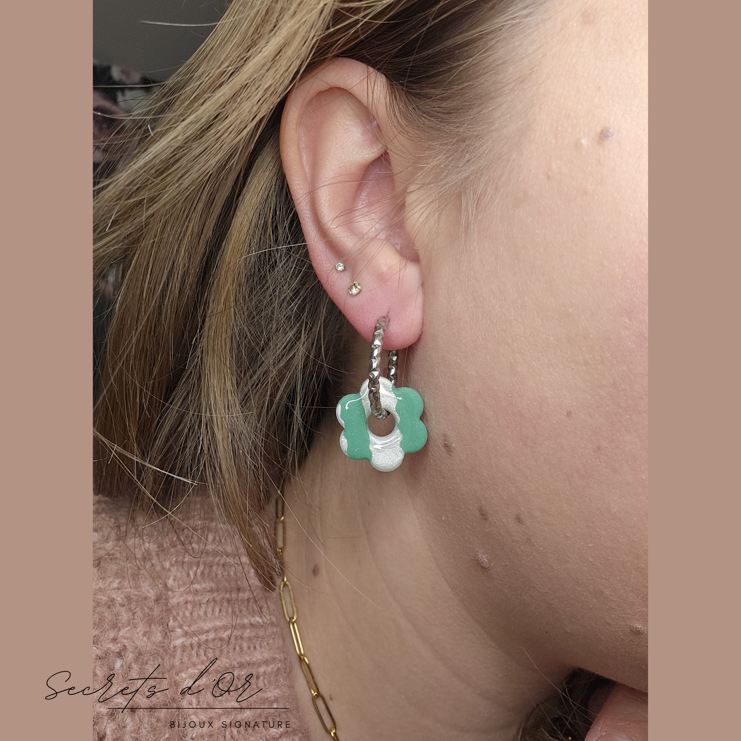 Mini- Stella rayée - vert/blanc