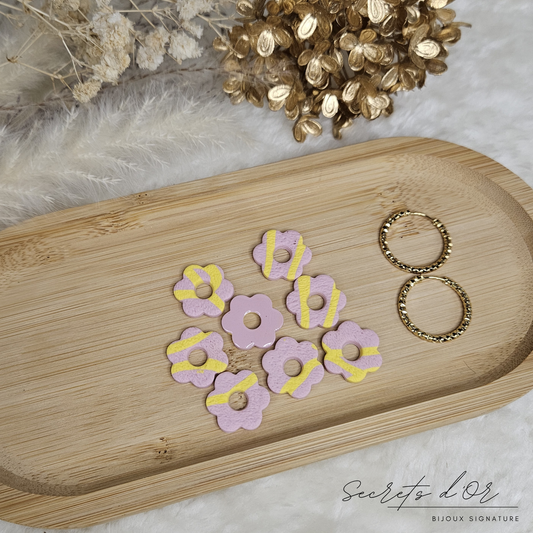 Pampille Stella - rose pastel et jaune