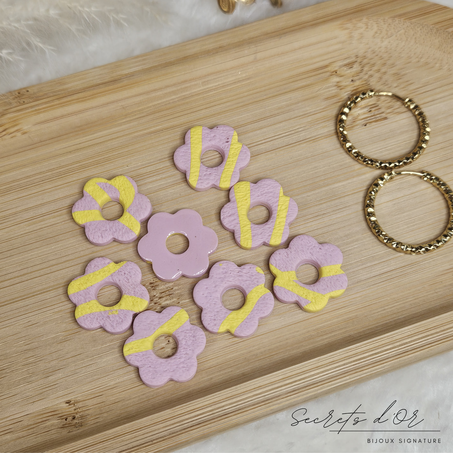 Pampille Stella - rose pastel et jaune