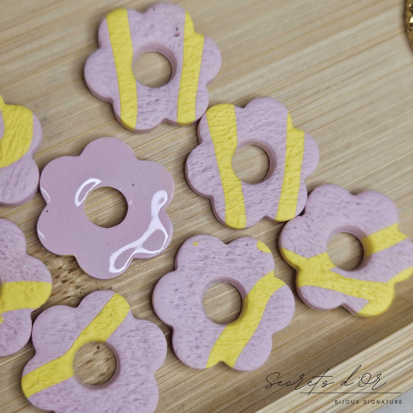 Pampille Stella - rose pastel et jaune