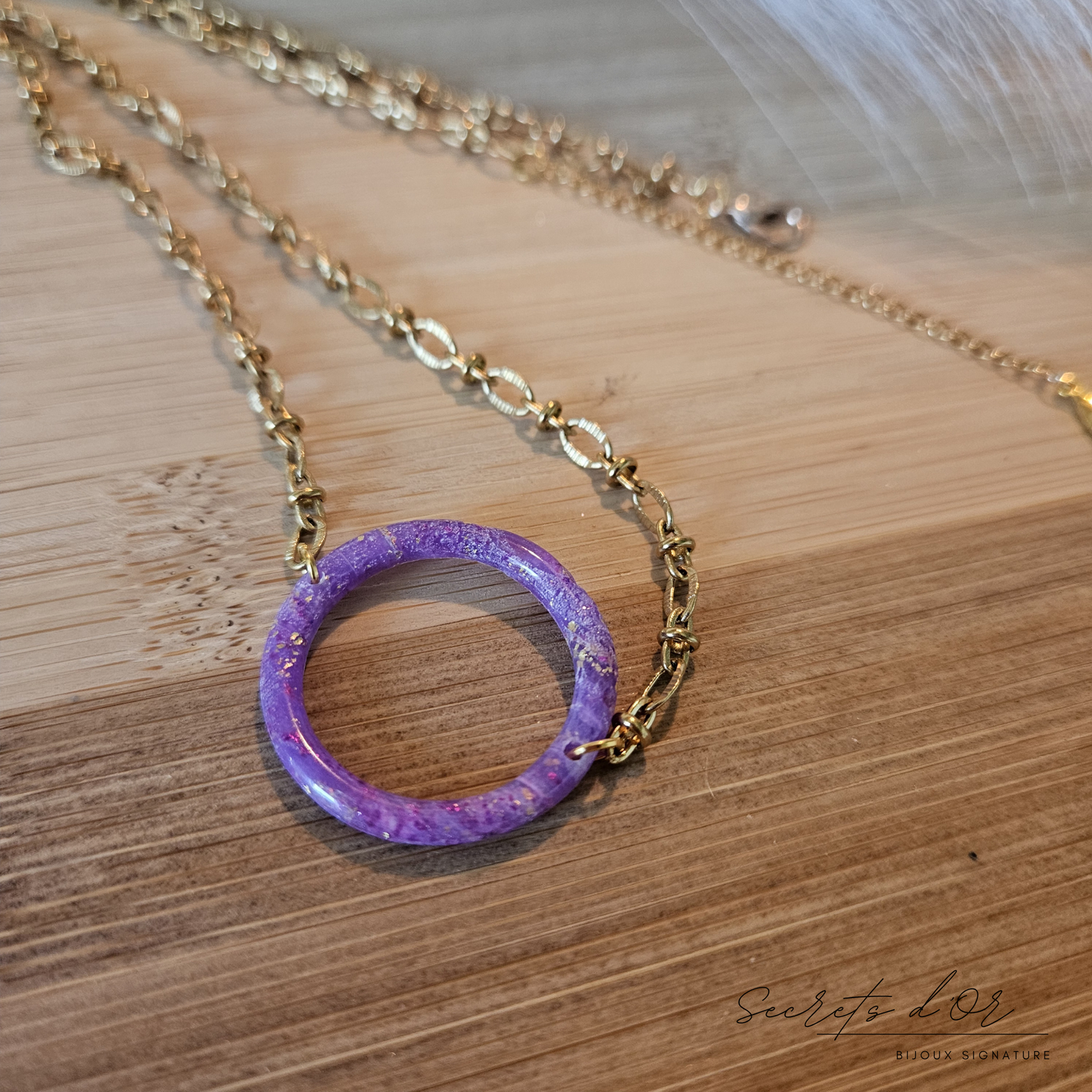 Collier Marbre violet - rond