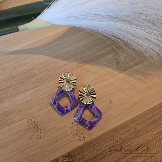 Boucles Marbre Violet - losange