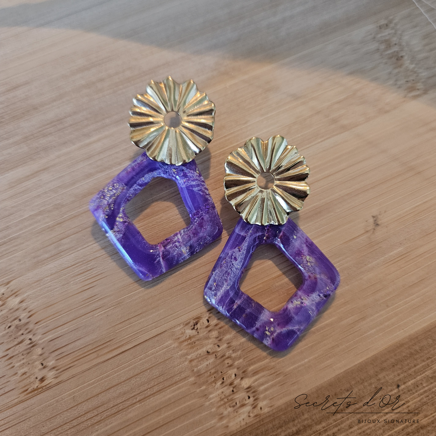 Boucles Marbre Violet - losange