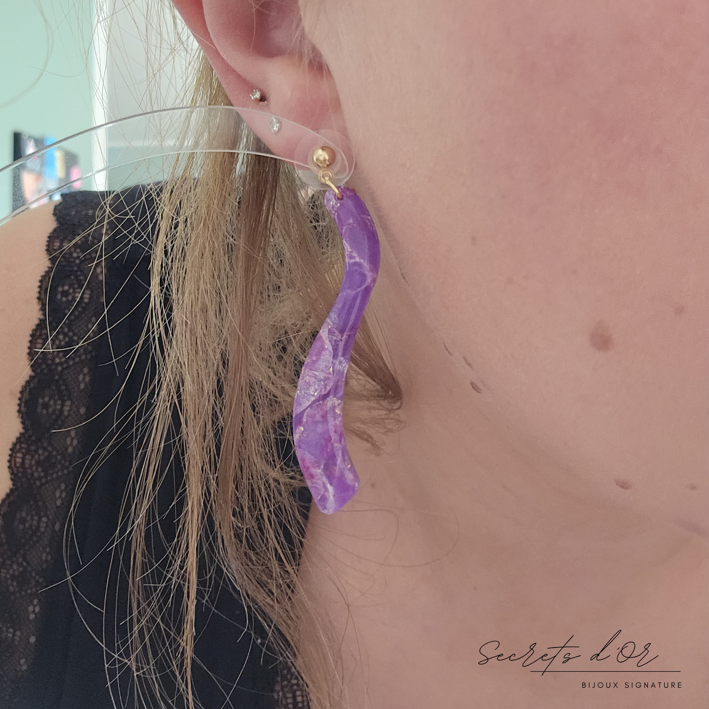 Boucles Marbre Violet - Ligne courbe