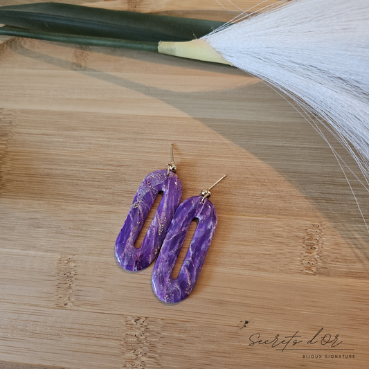 Boucles Marbre Violet - Ovale allongé