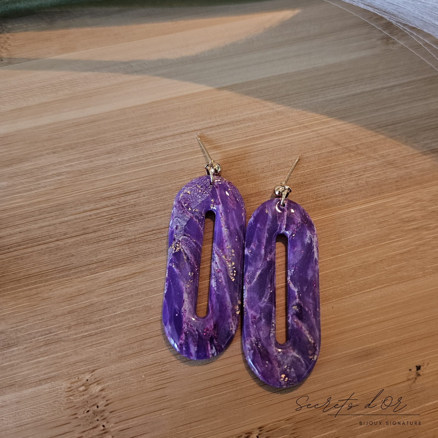 Boucles Marbre Violet - Ovale allongé