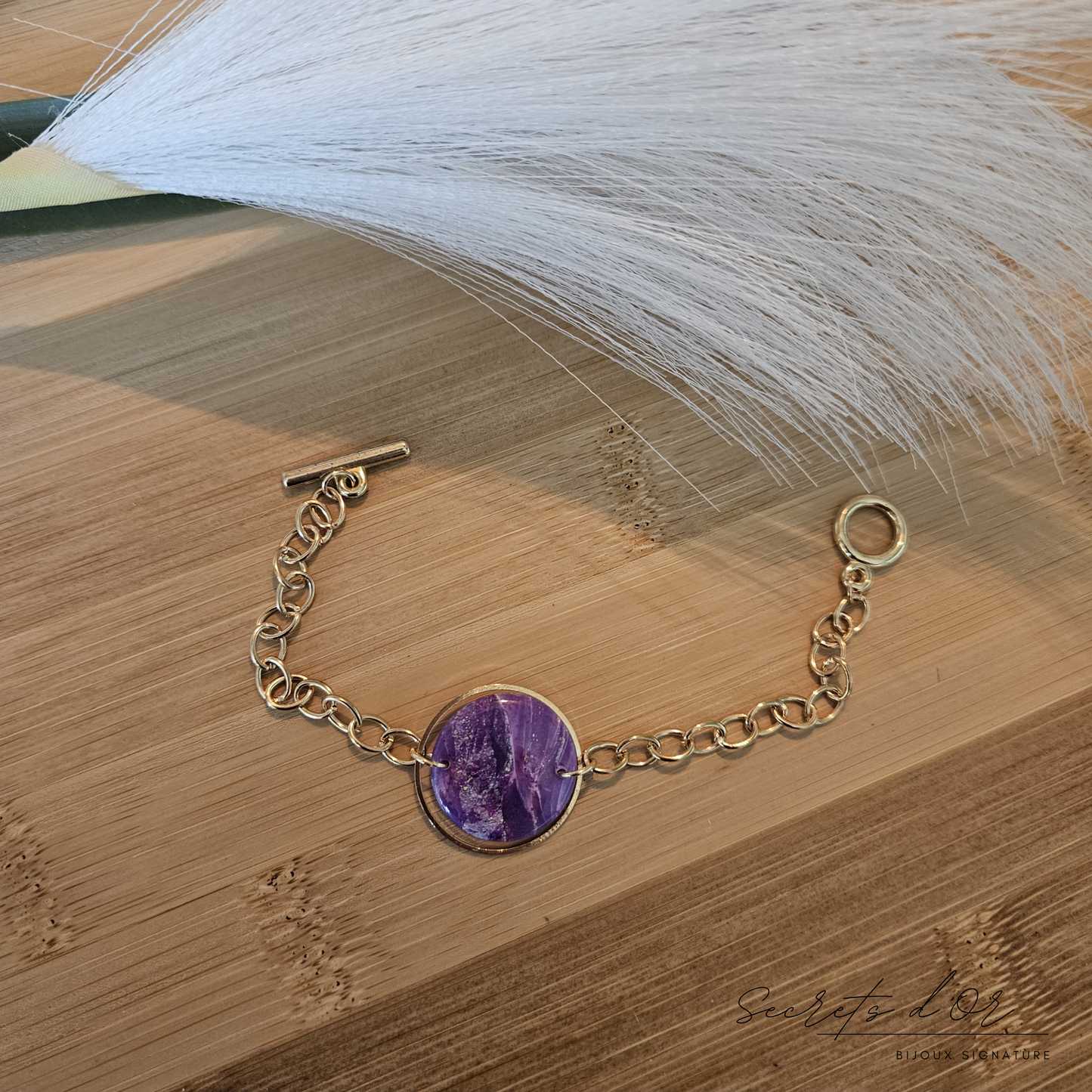 Bracelet marbre violet - rond