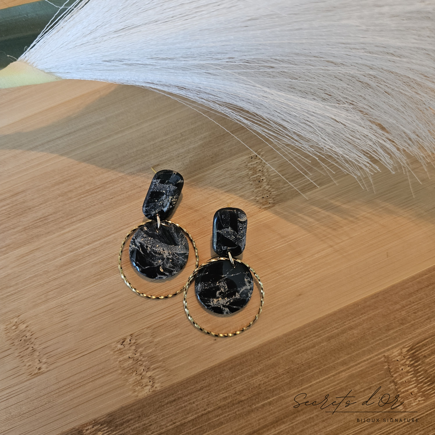 Boucle Marbre Noir - Double rond