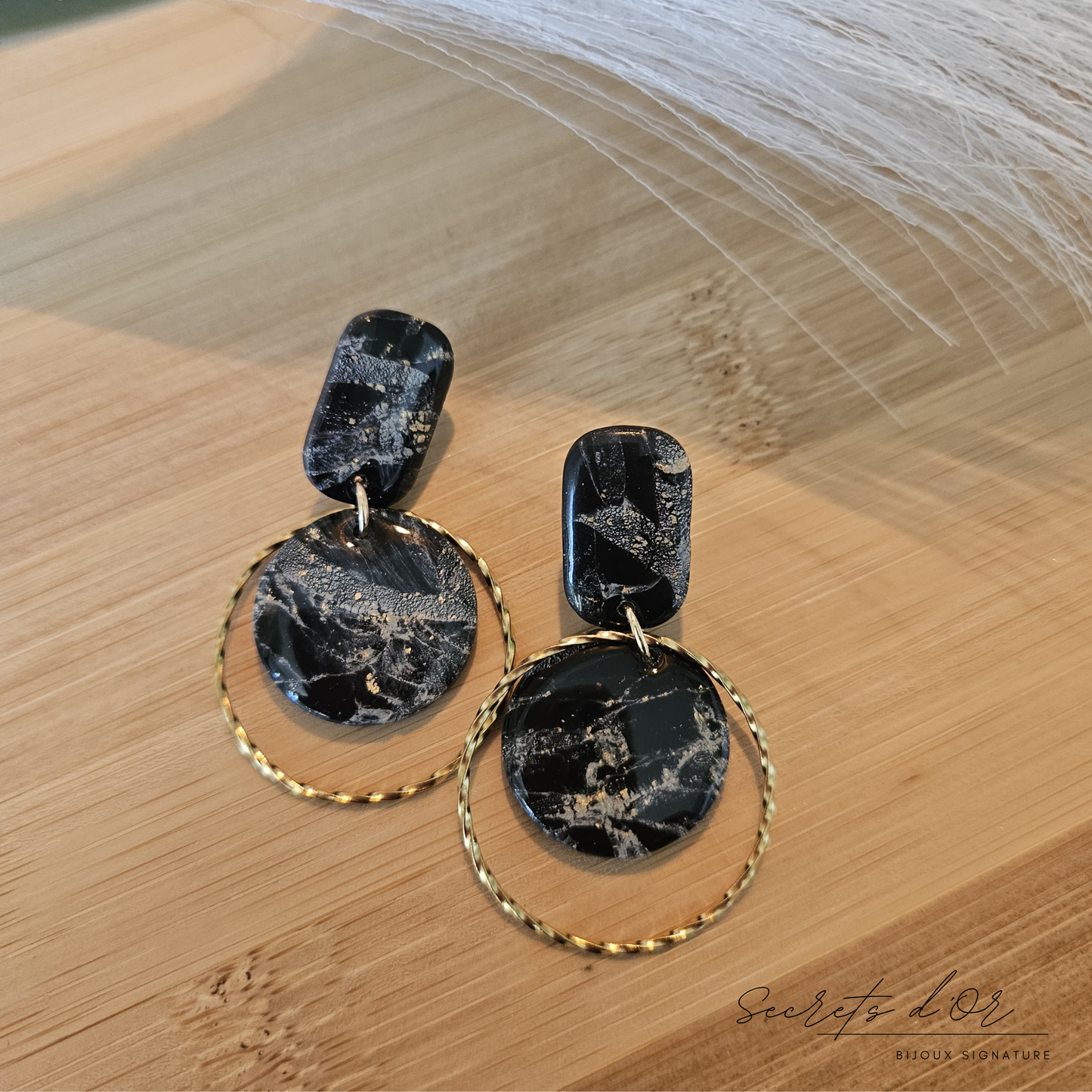 Boucle Marbre Noir - Double rond