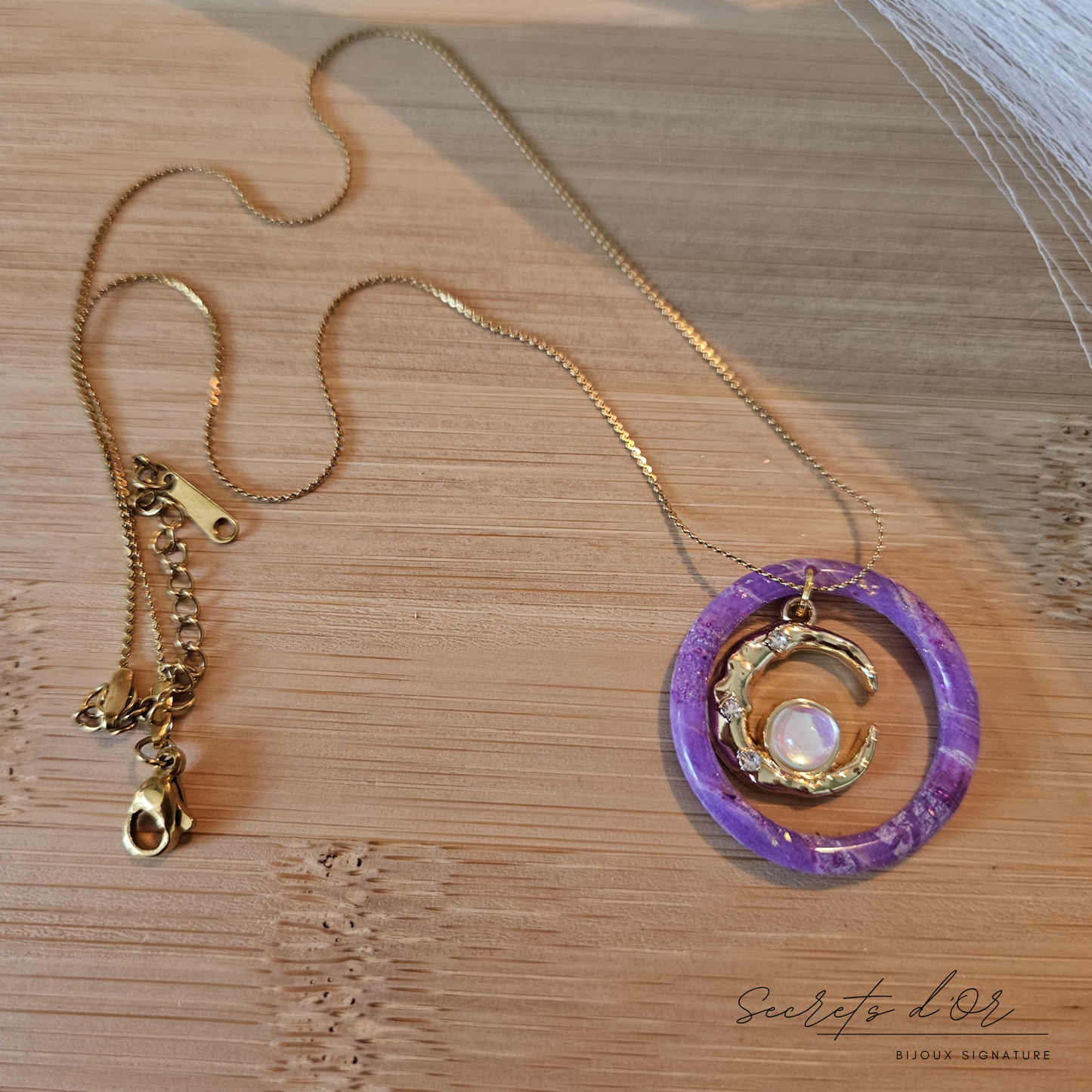 Collier Marbre violet - Lune