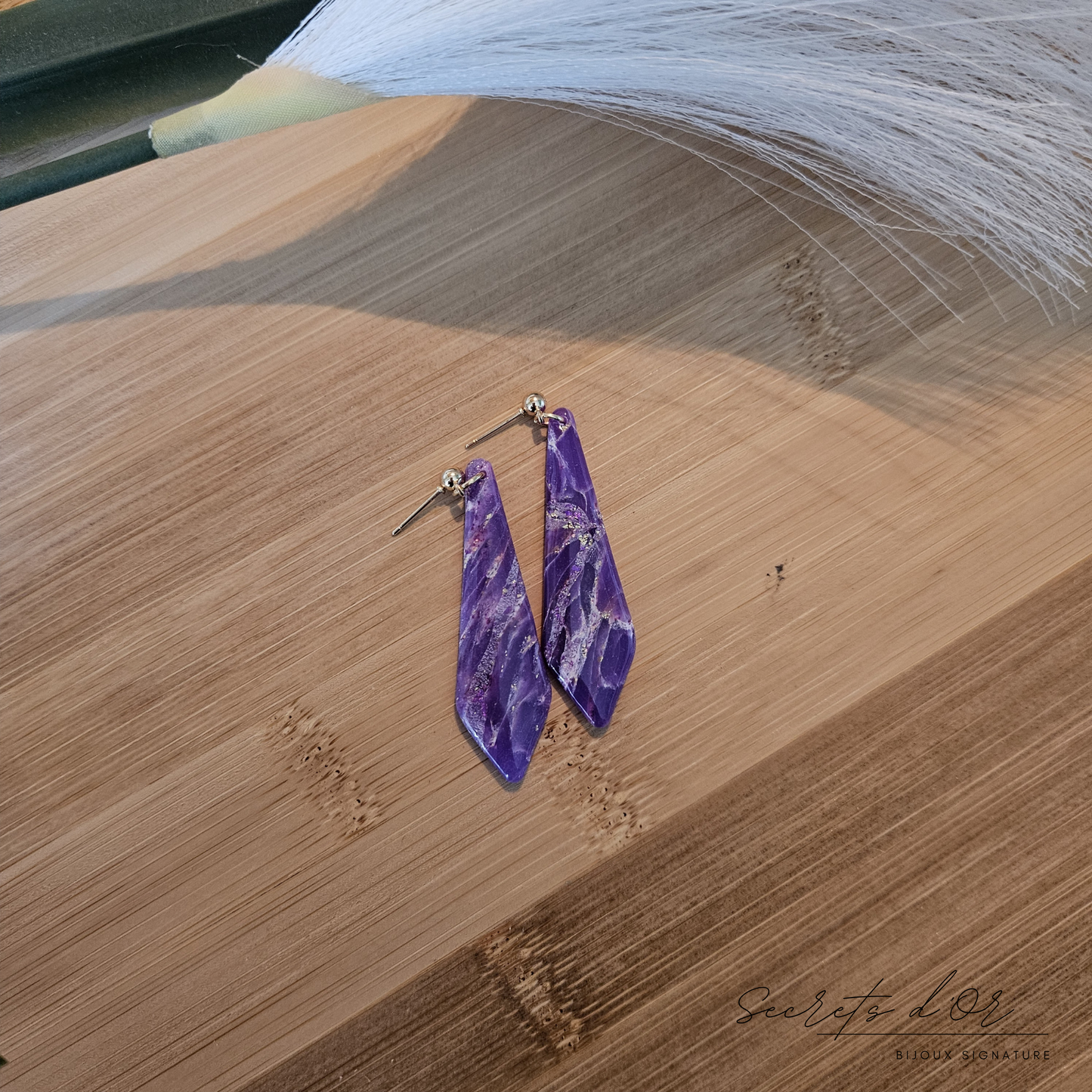 Boucles Marbre Violet - losange allongé