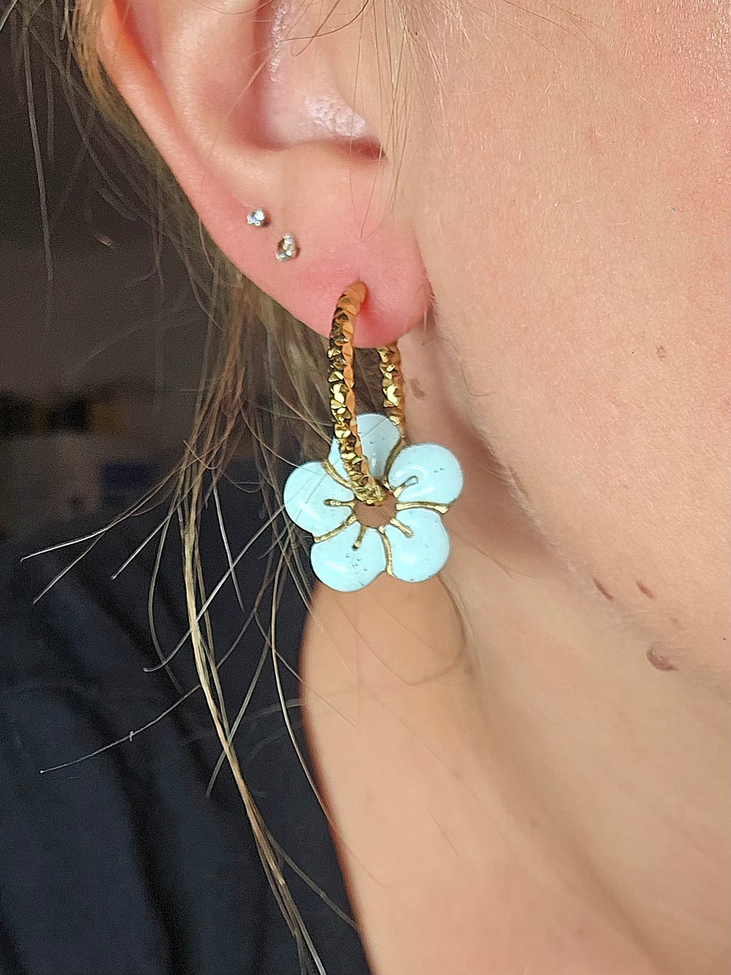 Pampilles Vahiné bleu/or - Collection "Lagon"