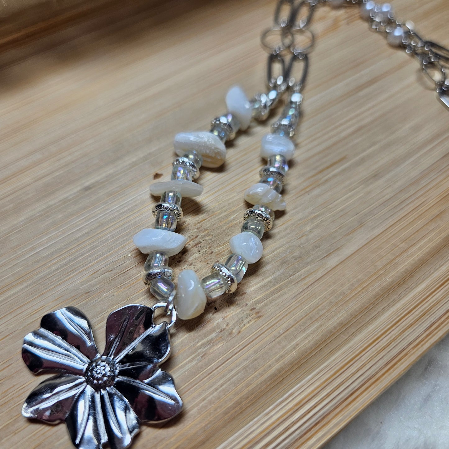 Collier fleur argent