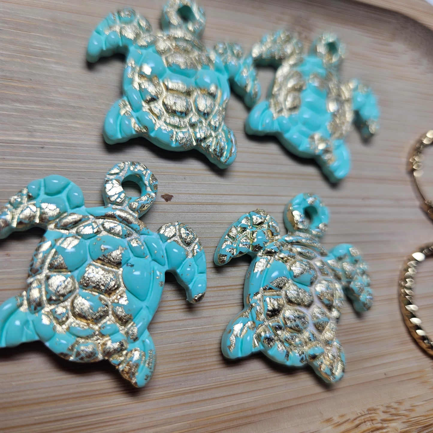 Pampilles Tortue 🐢 - Bleu turquoise /or