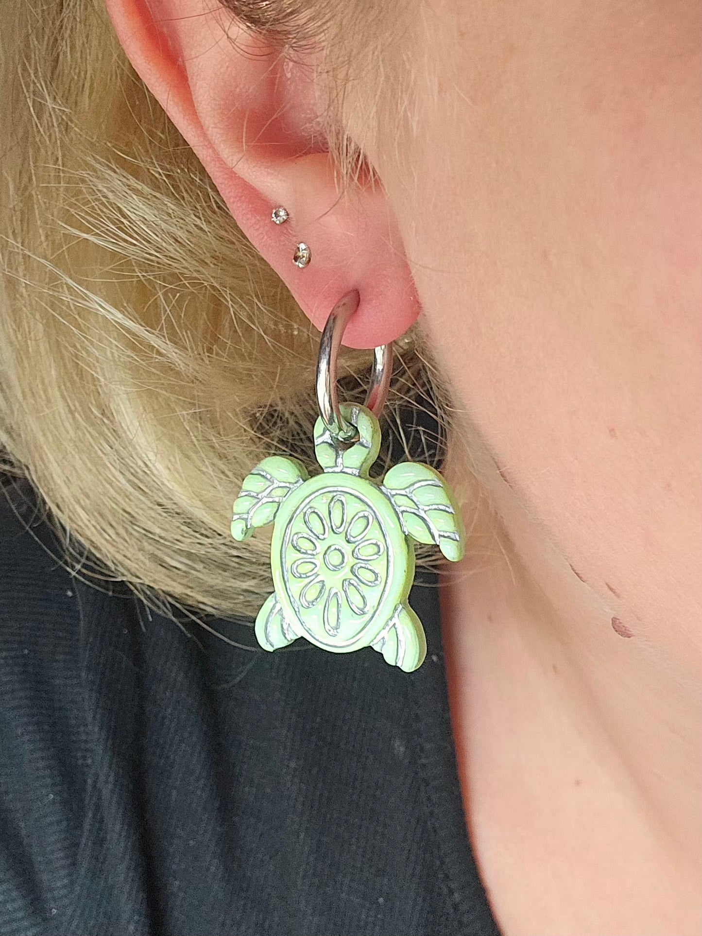 Pampilles Tortue 🐢 - Bleu/ Vert argenté