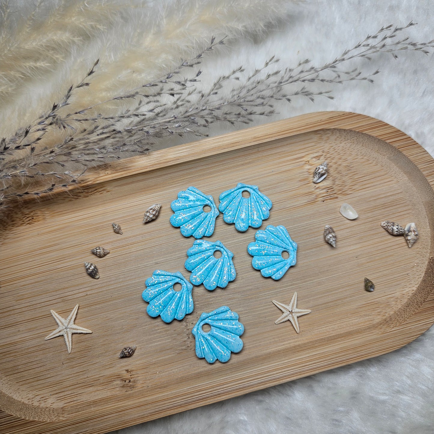 Pampilles Coquillages bleu ciel paillettes - Collection "Lagon"