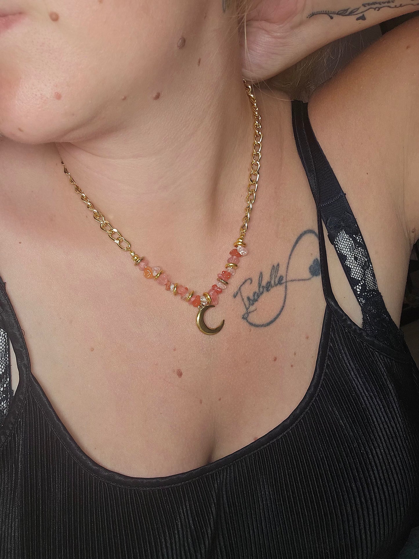 Collier orange/lune