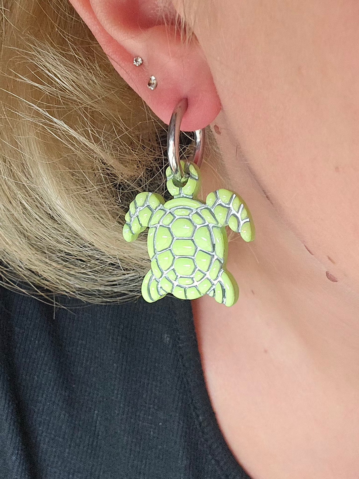 Pampilles Tortue 🐢 - Bleu/ Vert argenté