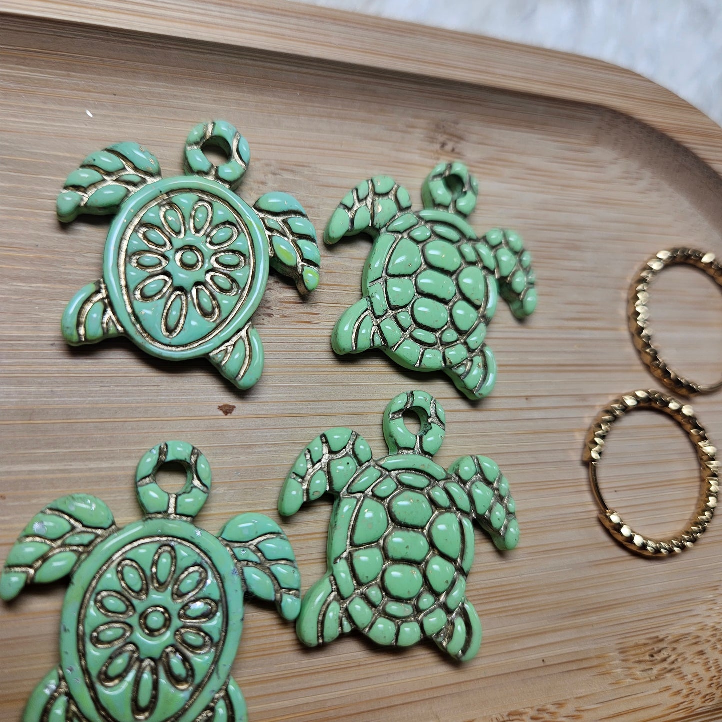 Pampilles Tortue 🐢 - bleu/vert - or