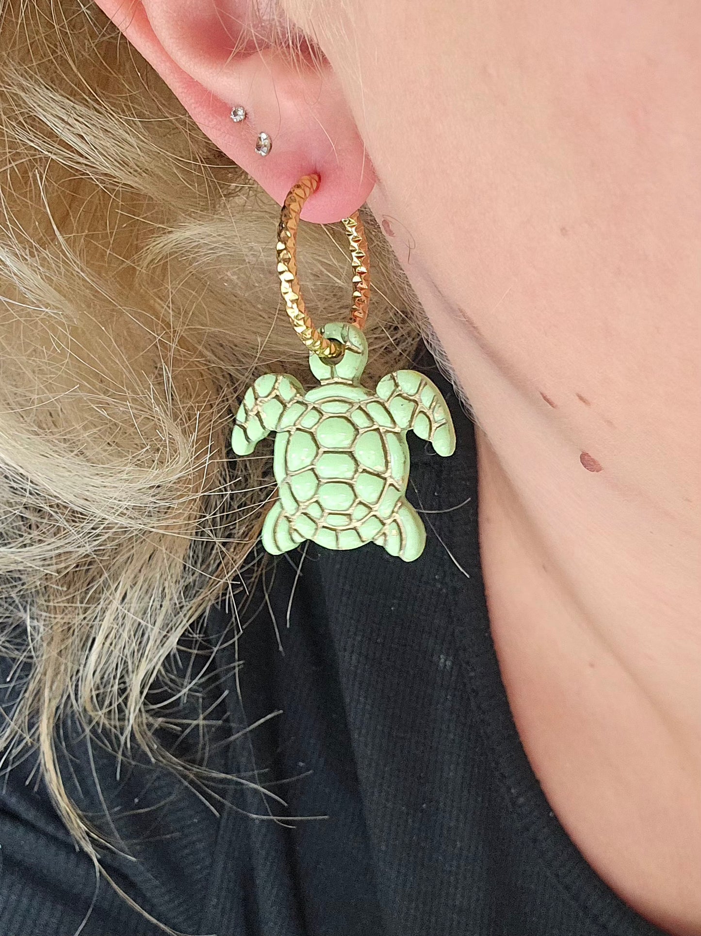 Pampilles Tortue 🐢 - bleu/vert - or