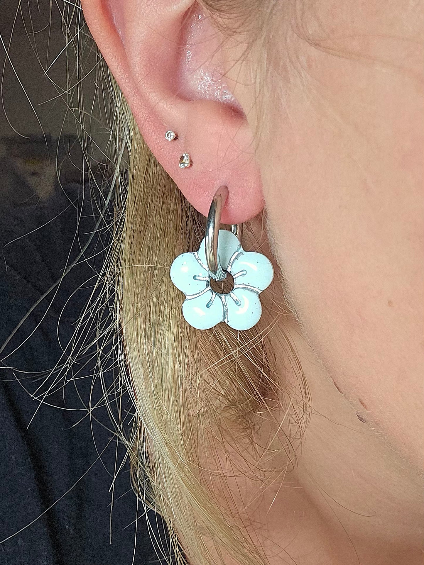 Pampilles Vahiné bleu/argent - Collection "Lagon"
