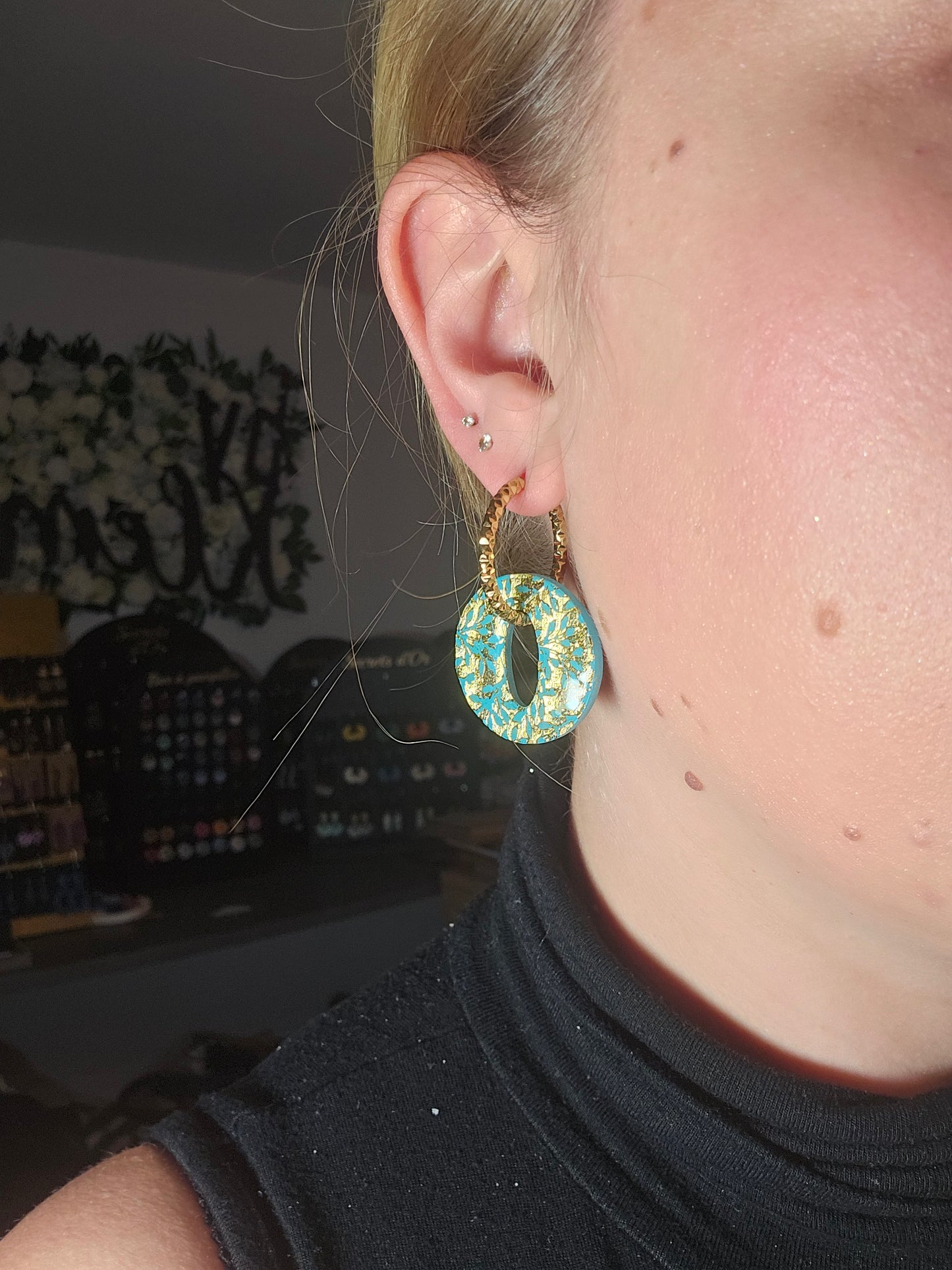 Olivia - bleu turquoise / or