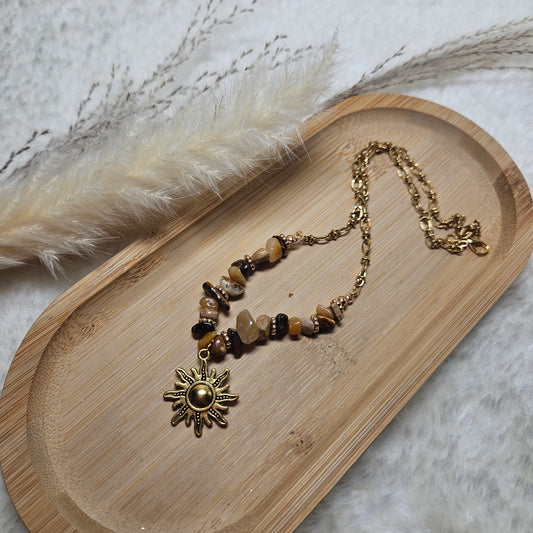Collier marron/soleil
