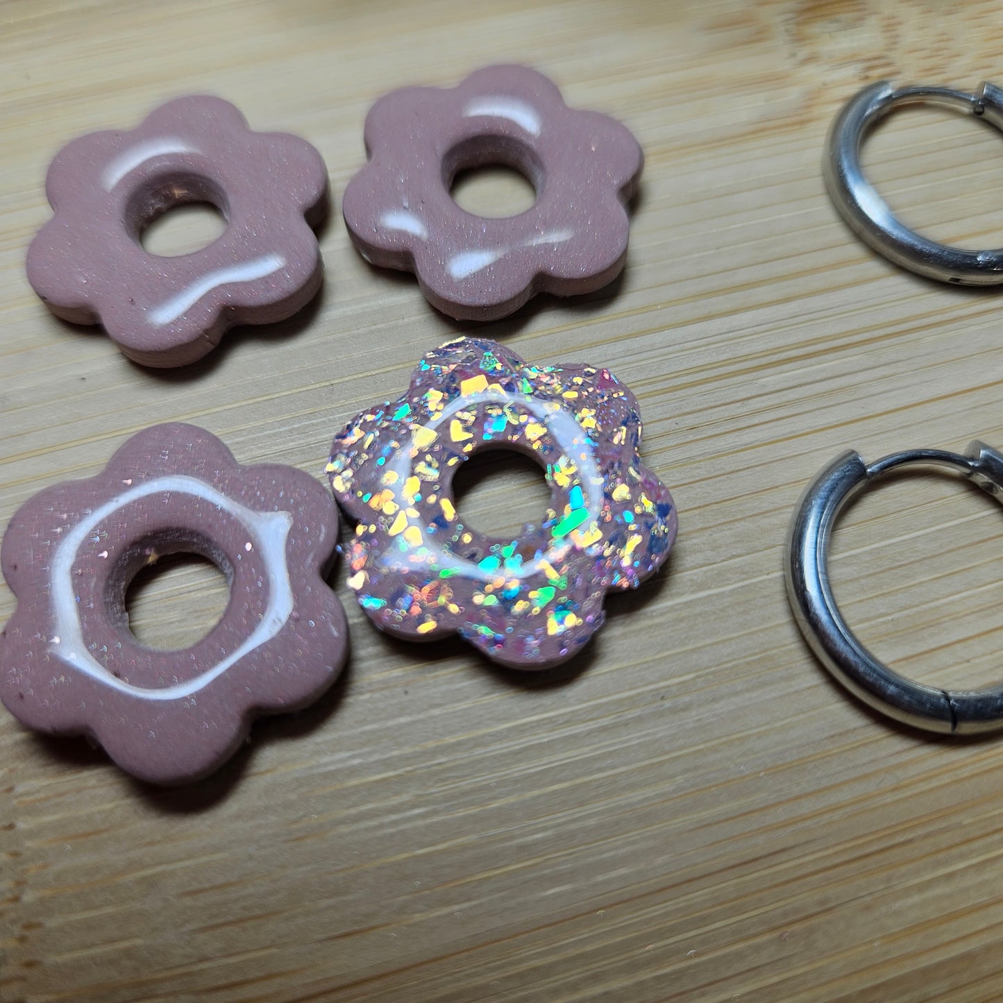 Mini Stella rose & paillettes holographiques