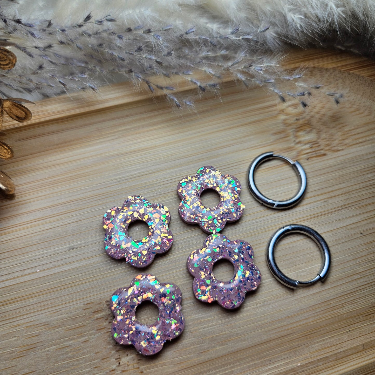 Mini Stella rose & paillettes holographiques