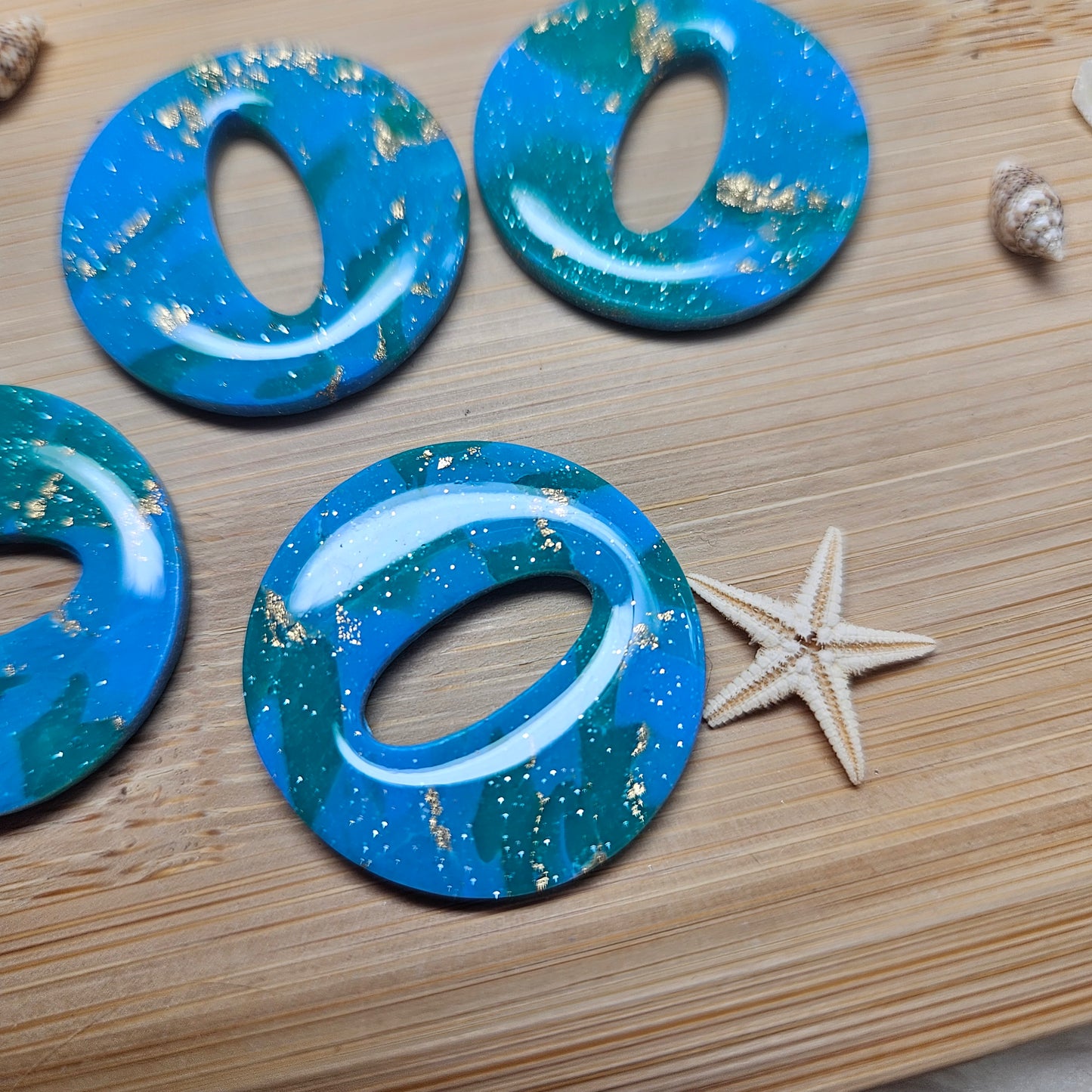 Pampilles Olivia marbré vert/bleu/or - Collection "Lagon"