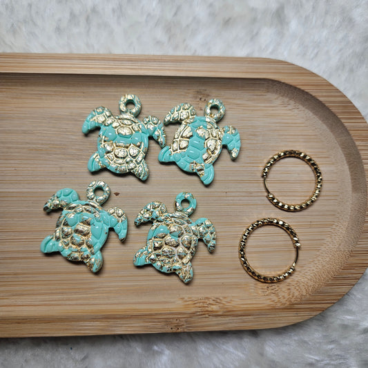 Pampilles Tortue 🐢 - Bleu turquoise /or