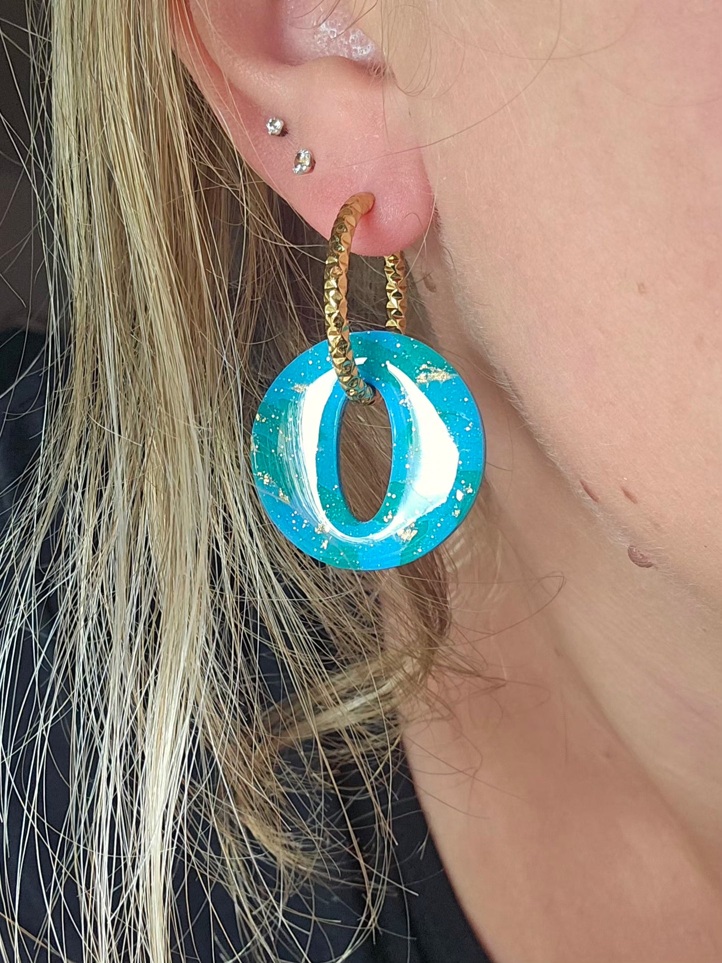 Pampilles Olivia marbré vert/bleu/or - Collection "Lagon"
