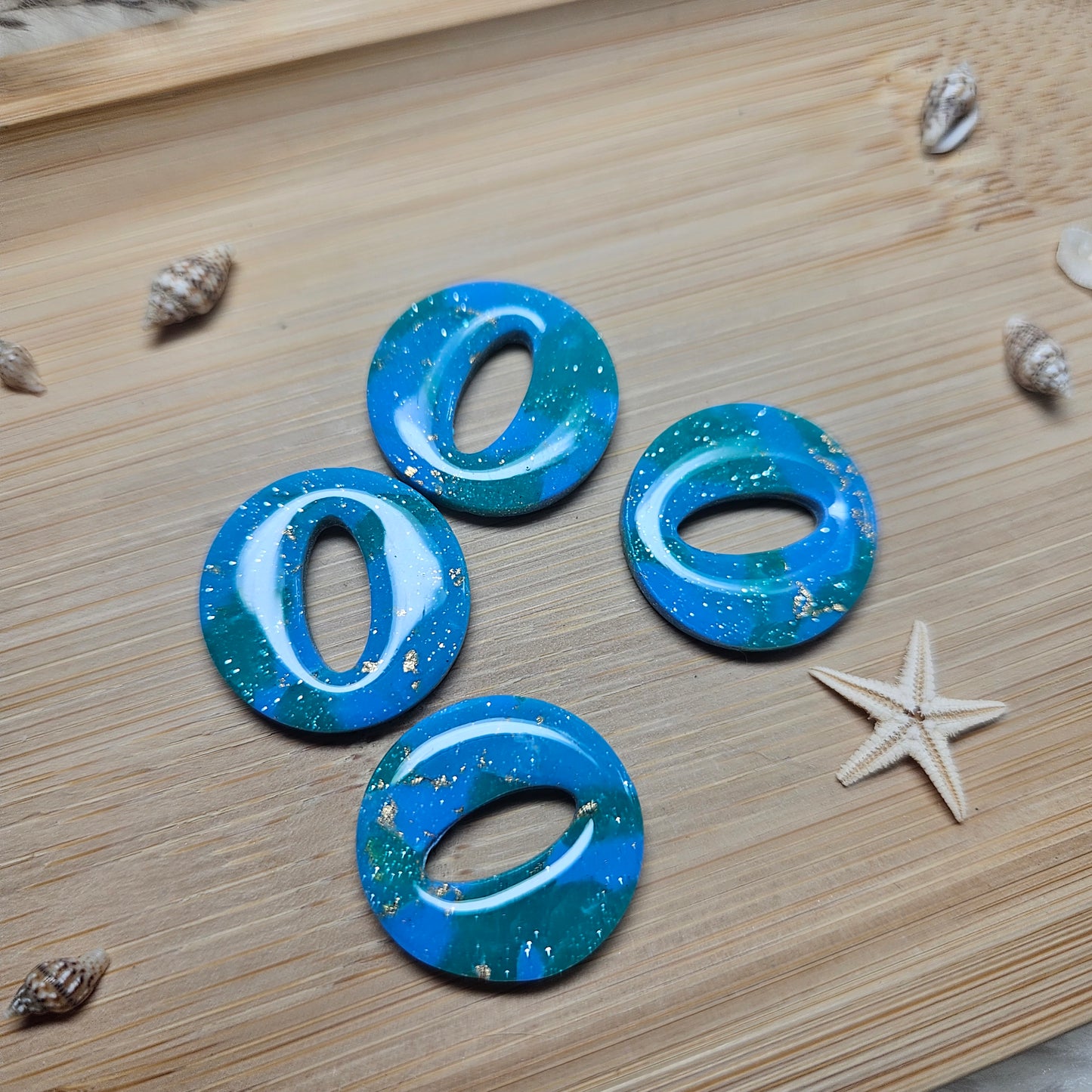 Pampilles Olivia marbré vert/bleu/or - Collection "Lagon"
