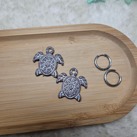 Pampilles Tortue 🐢 - Marron /argent