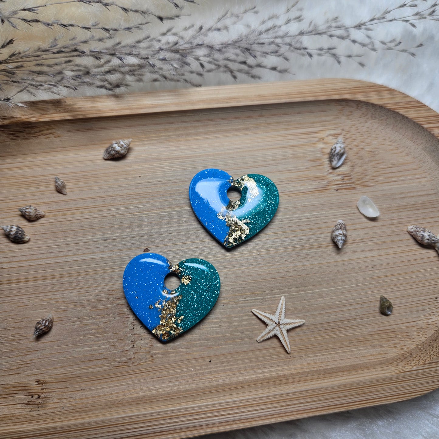 Pampilles Coeur bicolore vert/bleu - Collection "Lagon"