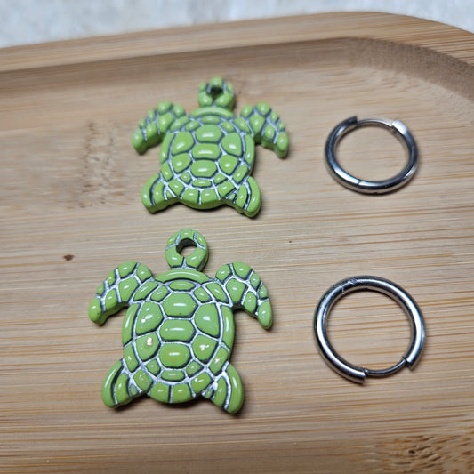 Pampilles Tortue 🐢 - Bleu/ Vert argenté