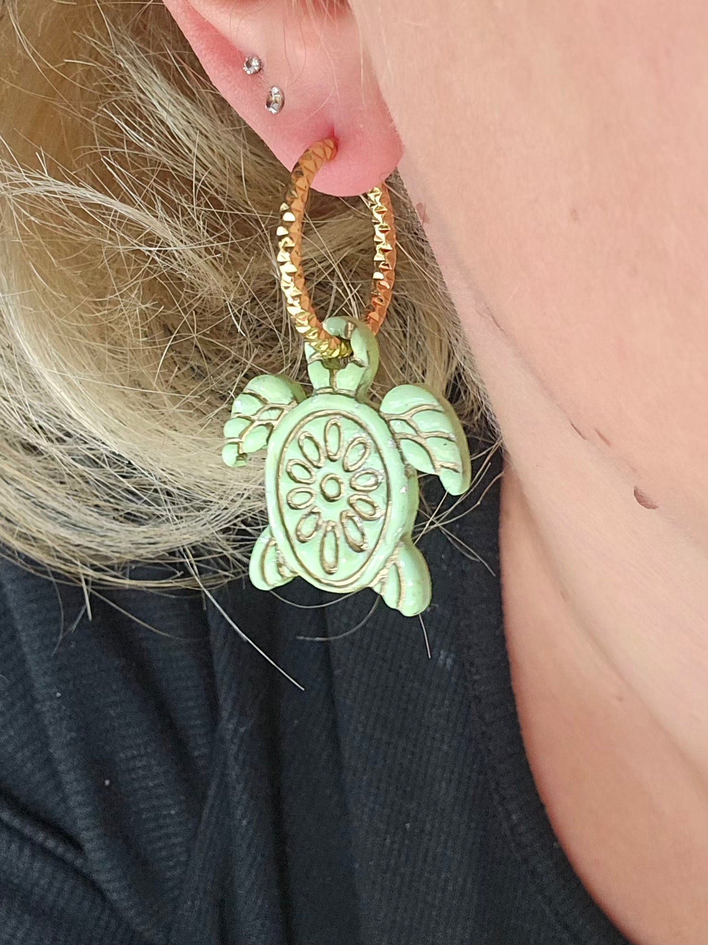 Pampilles Tortue 🐢 - bleu/vert - or