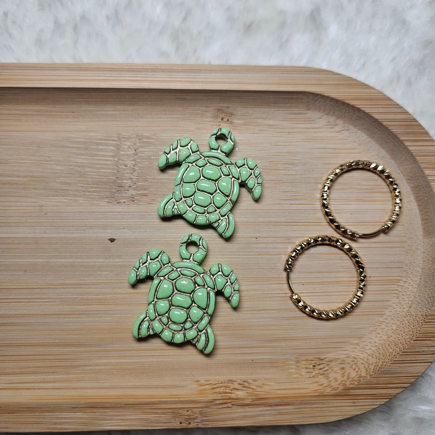 Pampilles Tortue 🐢 - bleu/vert - or