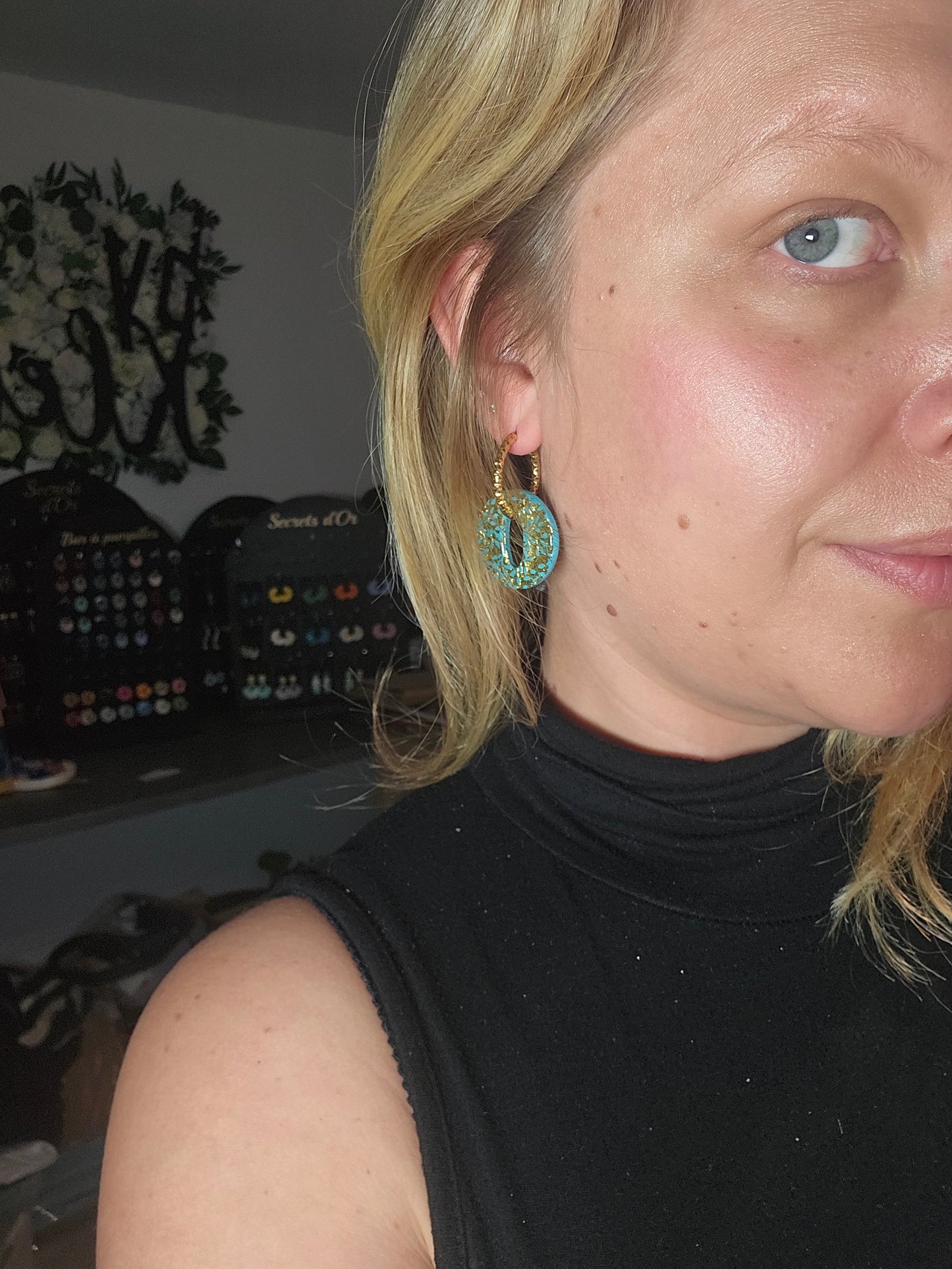 Olivia - bleu turquoise / or